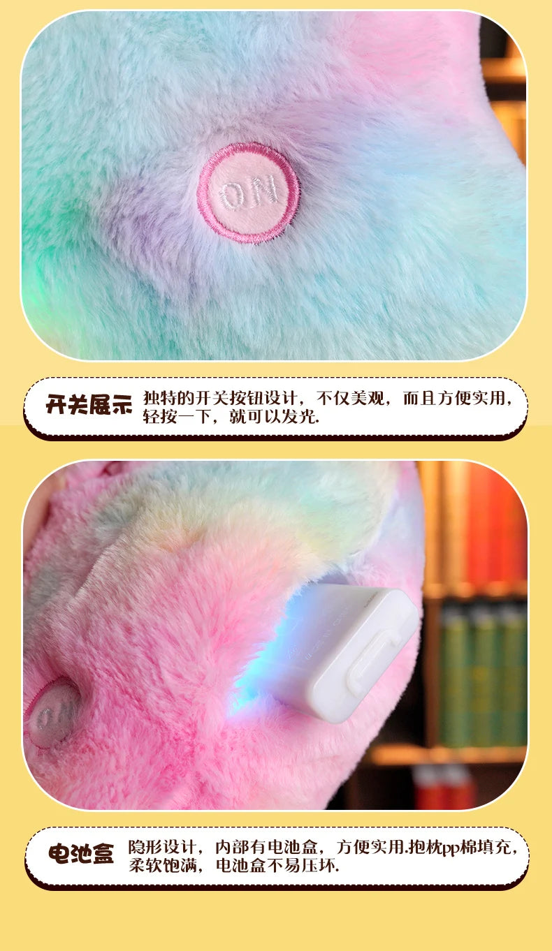 1pc 35CM Glowing Heart Shaped Plush Pillow Stuffed Decorate I LOVE U Colorful Luminous Toy Kids Companion Present Lovers Gift