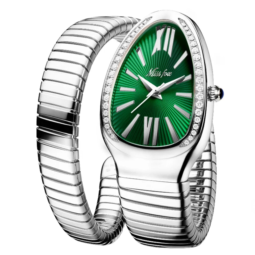 Classic Snake Shape Watch For Women Gold Silver Scaleable Bracelet Womens Watches Bling Diamonds Quartz Ladies Wristwatch