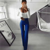 Womens Solid Color High Waist Flare Pants Ladies Trousers Bell Bottom Long Pants Black/White/Blue/Khaki/Burgundy