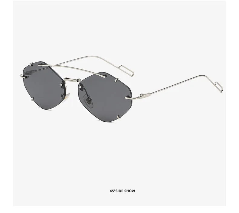 Rimless Diamond Sunglasses Square Women Men Retro Sun Glasses Brand Designer Eyewear UV400 Shades Oculos Female Gafas