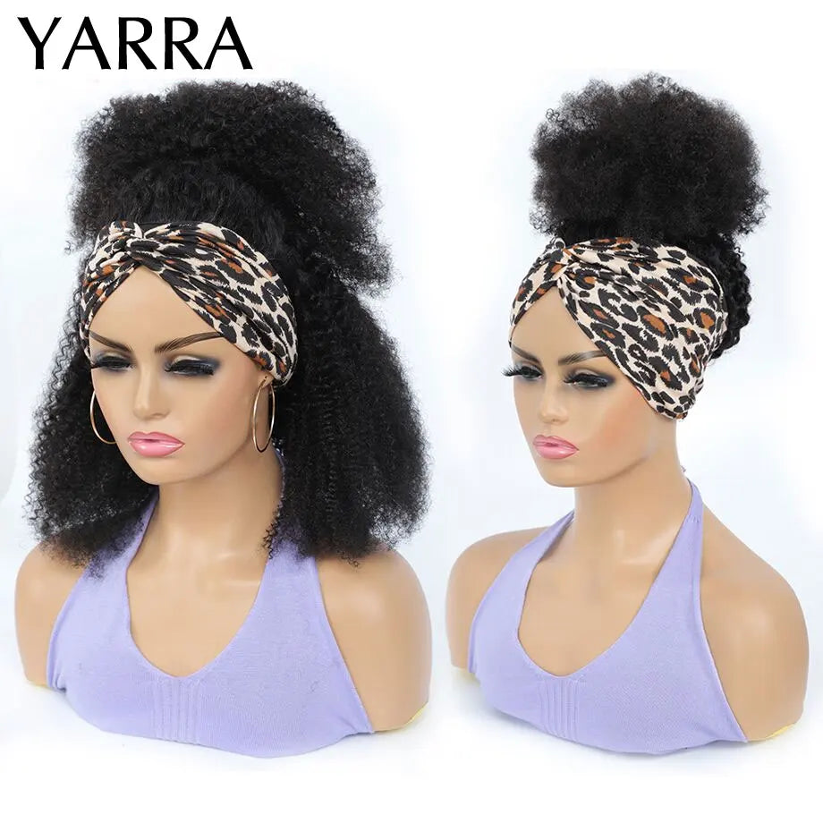 Brazilian Kinky Curly Headband Wig Human Hair 8-30 Inch Remy Kinky Curly Human Hair Wigs For Women 180% Density Full Machine Wig