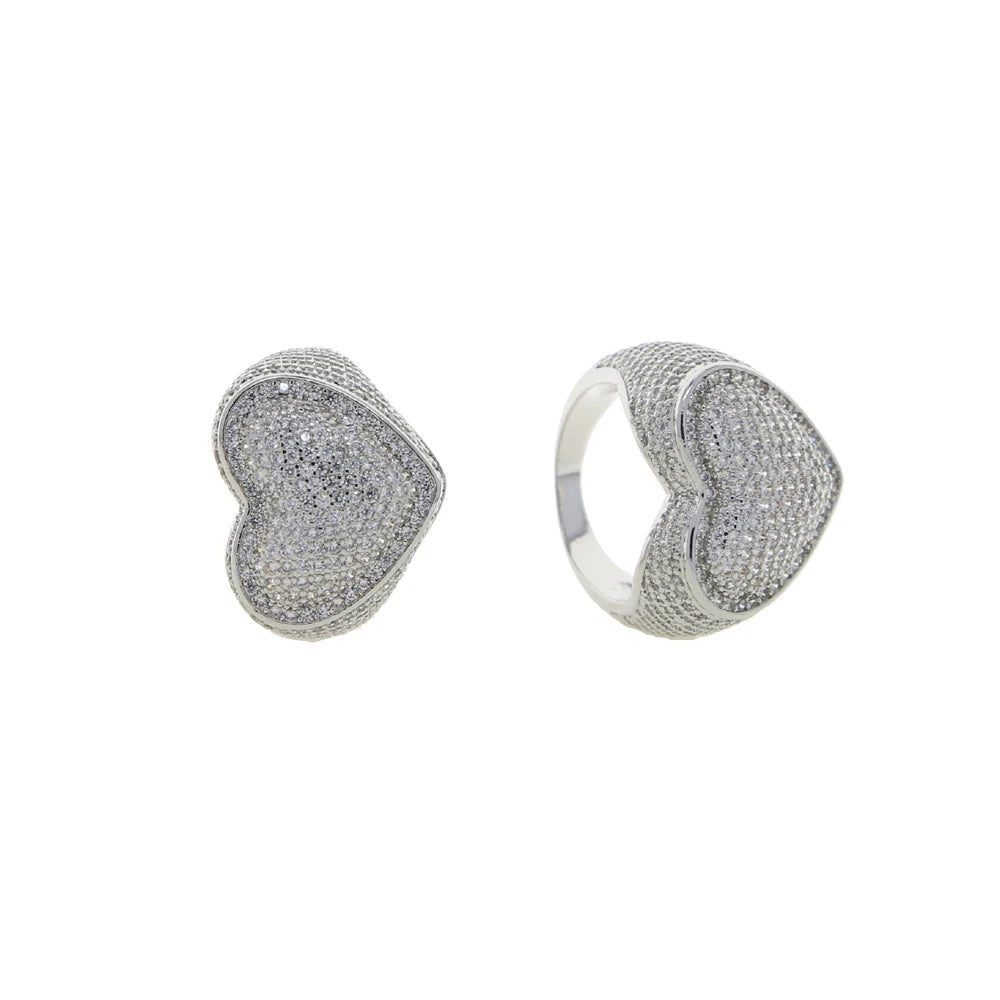 Full Micro Paved CZ Hollow Heart Ring High Quality Iced Out Bling Cubic Zirconia For Women Girlfriend Valentines Finger Jewelry