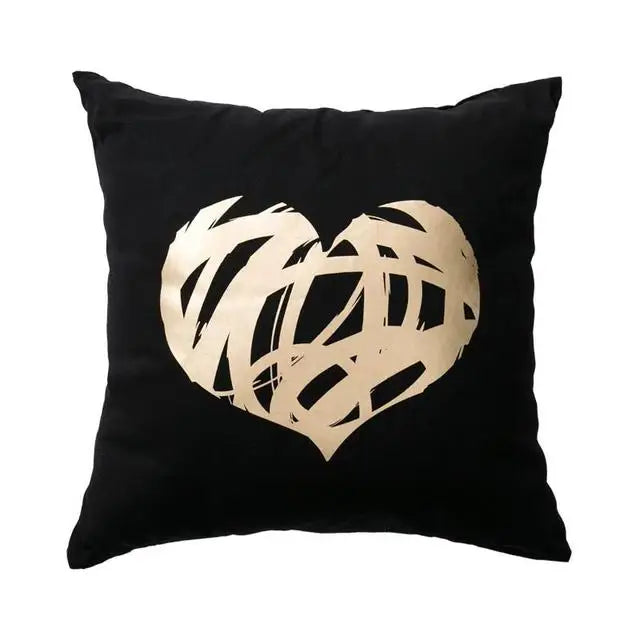 Love Black And White Bronzing Cushion Decorative Pillows Gold Foil Geometric Pillowcase Home Decor Sofa Throw Pillow 17*17inch