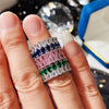 Huitan Fashion Eternity Promise Rings Women Colorful Cubic Zircon Stylish Female Accessories for Party Daily Wear Luxury Jewelry