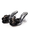 Transparent Slippers For Women 2025 Summer Fashion Pink Butterfly-knot Designer Sandals Clear Heels Size 46 Female Shoes