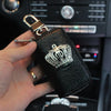Universal PU Leather Car Steering Wheel Cover Bling Rhinestone Crystal Car Interior Decro with Crystal Crown Accessories Black