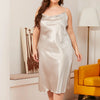Large size Women's Sleepwears Dress Homewear Solid Thin Satin Nightdress Summer Sleepwear Sexy Plus Size Dresses Nightgown