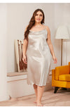 Large size Women's Sleepwears Dress Homewear Solid Thin Satin Nightdress Summer Sleepwear Sexy Plus Size Dresses Nightgown