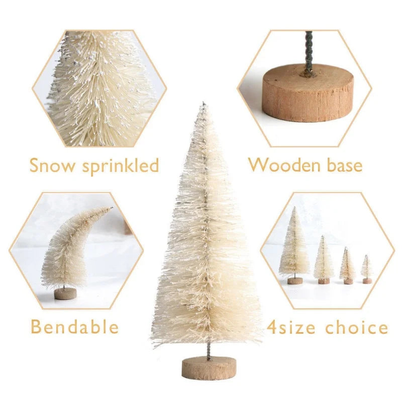 8-Piece Mini Christmas Tree Sisal Silk Cedar - Decoration Small Christmas Tree - Gold Silver Blue Green White Festive Tree