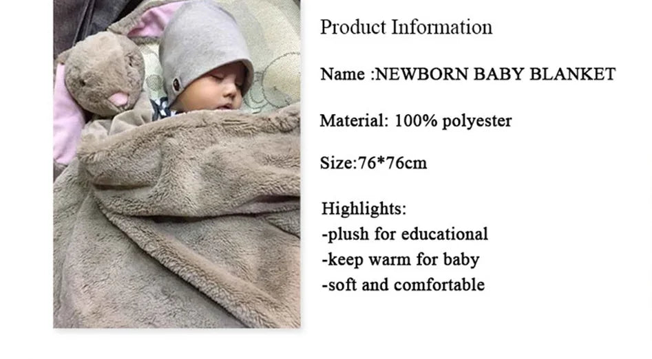Baby Plush Blankets Stroller Comforter Winter Newborn Bed Sheet Grey Elephants Kid Boy Girl Swaddle Wrap Cobertor Infantil Quilt