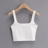 2022 Summer Women Sexy Sleeveless Tops Fashion Short Square Collar Tank Tops 6 Colors