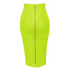 16 Colors Sexy Solid Zipper Orange Blue Black Red Bandage Skirt Women Elastic Bodycon Summer XL XXL Pencil Skirts 58cm