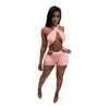 Two Piece Sets for Women Ruched Bandage Criss Cross Solid Women 2024 Spring Backless Club Crop Top and Shorts Matching Set