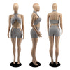 Two Piece Sets for Women Ruched Bandage Criss Cross Solid Women 2024 Spring Backless Club Crop Top and Shorts Matching Set