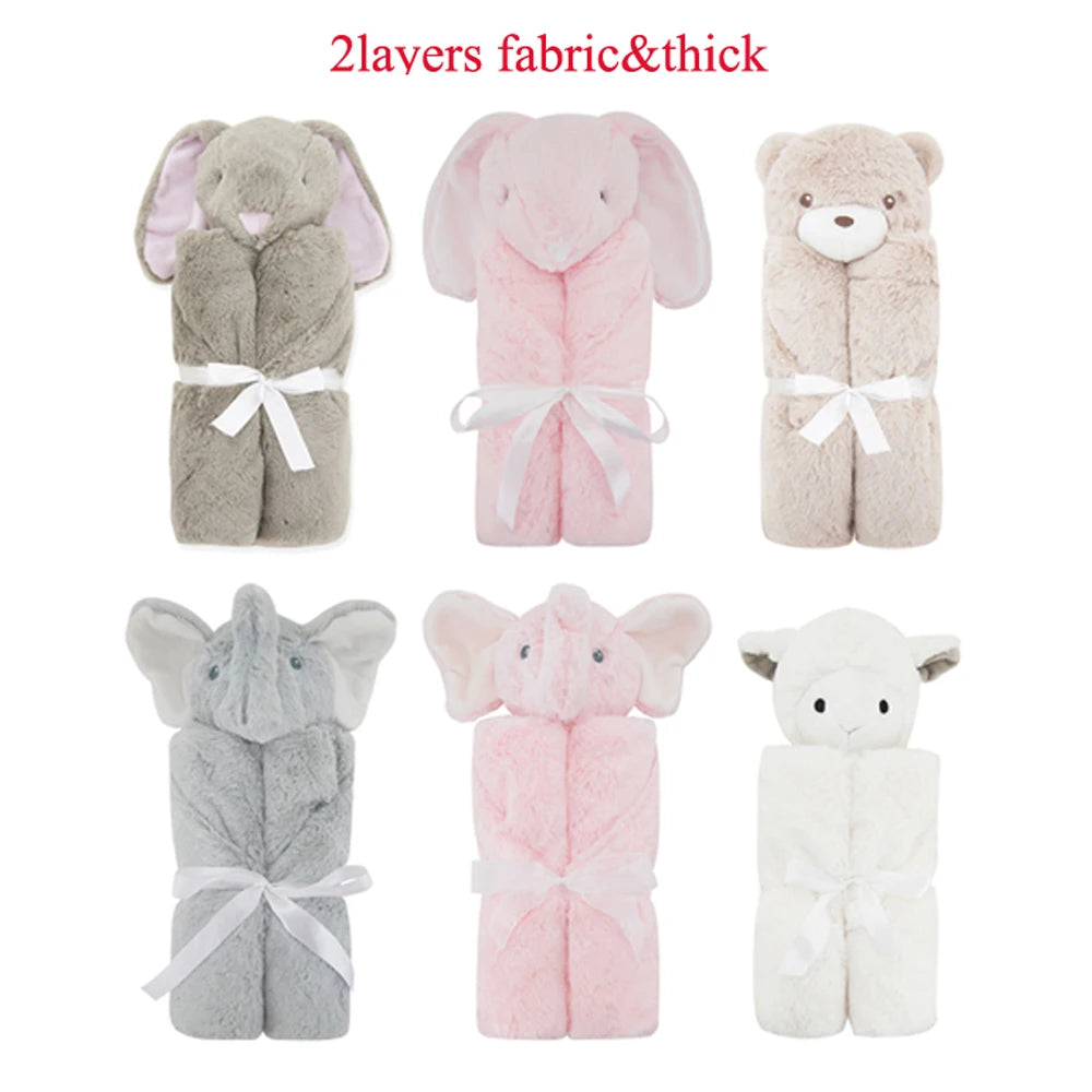 Baby Plush Blankets Stroller Comforter Winter Newborn Bed Sheet Grey Elephants Kid Boy Girl Swaddle Wrap Cobertor Infantil Quilt