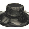 2021 Women elegant Sun Hats Wide Brim Sun Church Dress Wedding Derby Party Beach Floral multi-layered Organza Hat