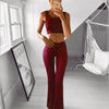Womens Solid Color High Waist Flare Pants Ladies Trousers Bell Bottom Long Pants Black/White/Blue/Khaki/Burgundy