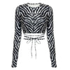 Sexy Backless Lace ups Pullover Tees Women Autumn Black O-neck Slim Longsleeve Short T-Shirt