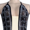 Sparkly Rhinestone Halter Backless Bodycon Dress Women Elegant Night Club Christmas Birthday Dress Sexy Mesh Sheer Mini Dress