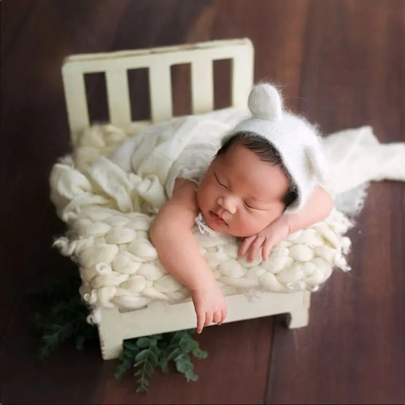 Handmade Baby Bamboo Bed Newborn Photography Props Wood Bed Infant Poses Chair Baby Photography Prop Studio Background Props