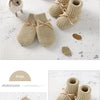 Baby Shoes + Gloves Set Knit Newborn Girls Boys Boots Mitten Fashion Butterfly-knot Toddler Infant Slip-On Bed Shoes Hand Made
