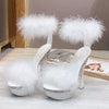 2021 New 4 Color Feather Thick High Heels Platform Sandals Women 14cm 17cm Heels Shoes Female Summer Hair Wedding Pumps Shoes