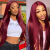 Burgundy Glueless Human Hair Wigs 13x4 Lace Front Wig Pre-Plucked Wear Go Straight Human Hair Lace Frontal Wigs for Black Women