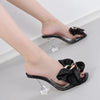 Transparent Slippers For Women 2025 Summer Fashion Pink Butterfly-knot Designer Sandals Clear Heels Size 46 Female Shoes