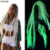 Glowing Synthetic Jumbo Crochet Braids Hair Pure Color Fluorescent Green Shining In Darkness Crochet Braiding Hair Extensions