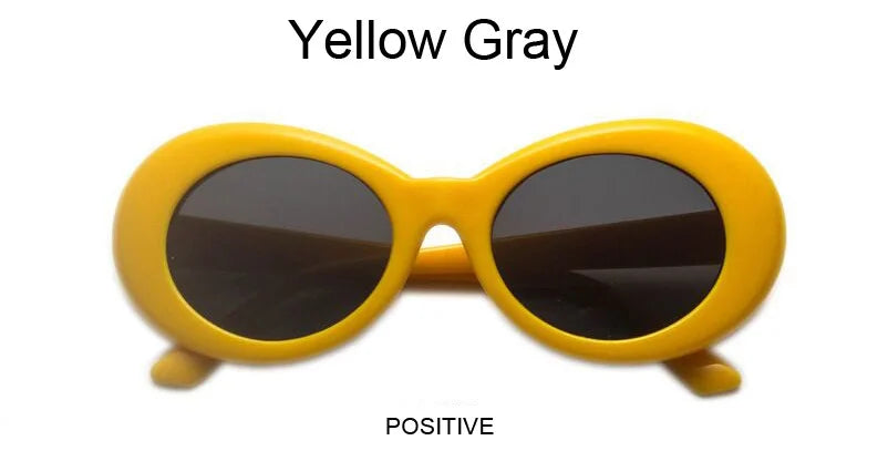 Kurt Cobain Retro Oval Sunglasses Man Vintage Fashion Brand Sun Glasses Classic White Black Lentes De Sol Mujer