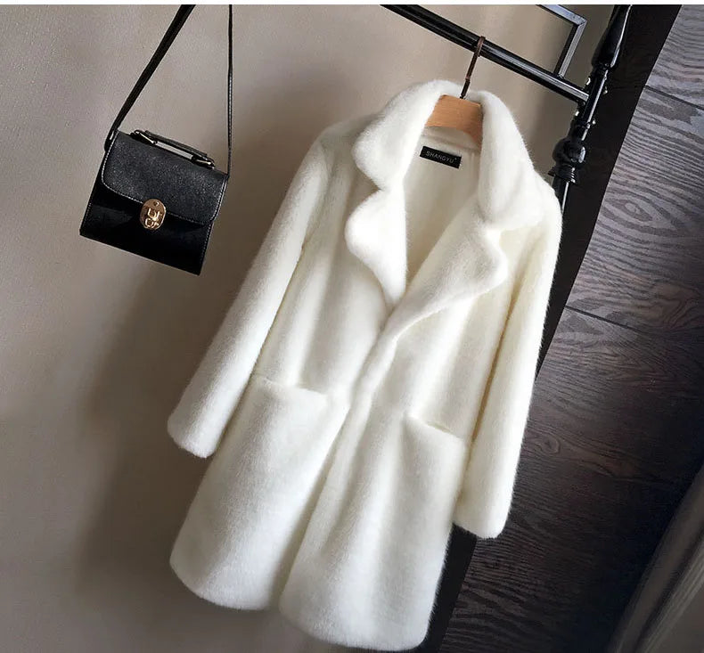 Lmitation Mink Plush Fur Coat Female 2021 Winter Thick High end Rex Rabbit Hair Fur Coats Plus size Warm Women Faux Fur Coats