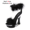 2021 New 4 Color Feather Thick High Heels Platform Sandals Women 14cm 17cm Heels Shoes Female Summer Hair Wedding Pumps Shoes