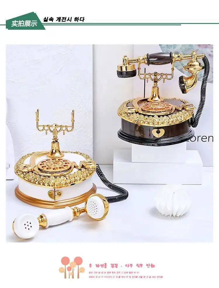 Light Luxury Classic Style Dial Old-fashioned Telephone Music Box Home Desk Porch Home Decoration Living Room Decoration