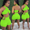 Two Piece Sets for Women Ruched Bandage Criss Cross Solid Women 2024 Spring Backless Club Crop Top and Shorts Matching Set