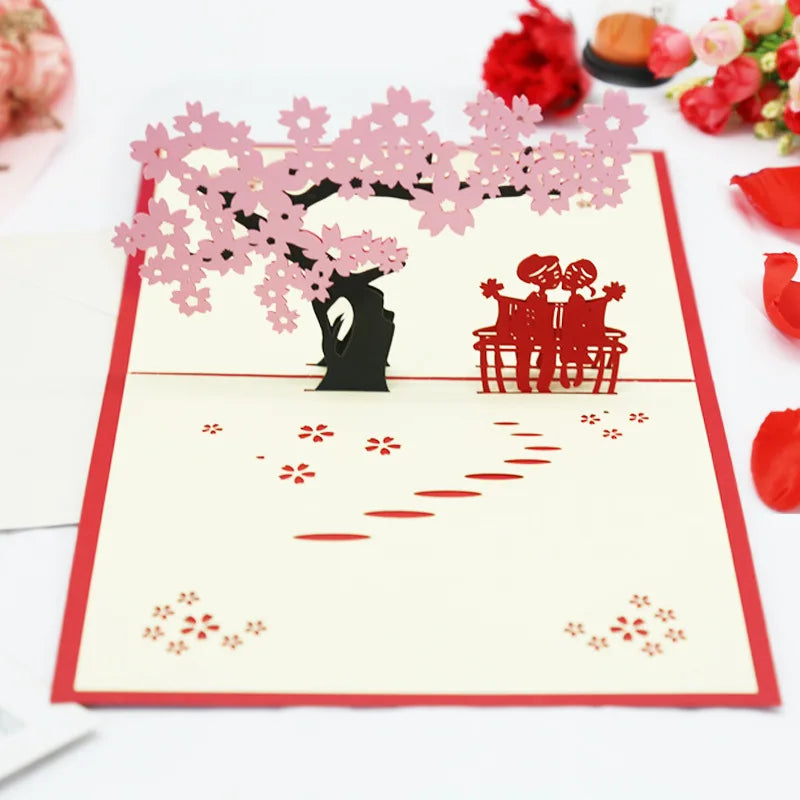 3D Pop Up Love Card with Envelope Valentines Day Birthday Anniversary Greeting Cards for Couples Wife Husband Handmade Gifts