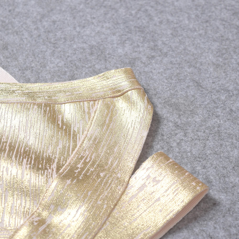 BEAUKEY Sexy Short Metalic HL Bandage Crop Top Women Vest Gold Silver  XL Camis Bodycon Club Party Tank Top  Wholesale