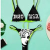 Punk Gothic Letters Print Bikinis Set Sexy Bikini 2023 Women Skull Pattern V-neck Swimwear Fashion Swimsuit Bathing Suit