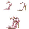 Eilyken Crystal Sexy Women Sandals Metal High Heels Ankle Buckle Strap Gladiator Ladies Pumps Stiletto Nightclub Party Shoes