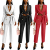 Fashion Summer Ladies Office Wear for Women Elegant Long Sleeve Top and Straight Pants Set Two Piece Set Women Clothing