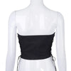 Women's Off Shoulder Strapless Lace Up Bustier Corset, Crop Tops, Black Sleeveless Vest, Cropped Feminino