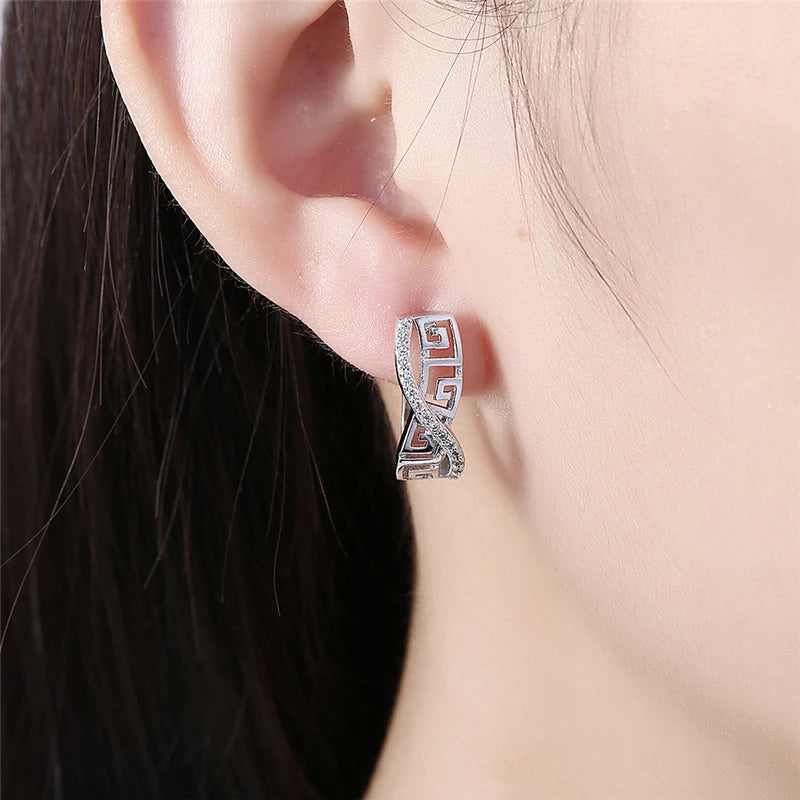 DOTEFFIL 925 Sterling Silver Classic AAA Zircon Earrings Fashion For Woman Wedding Engagement Party Gift Jewelry