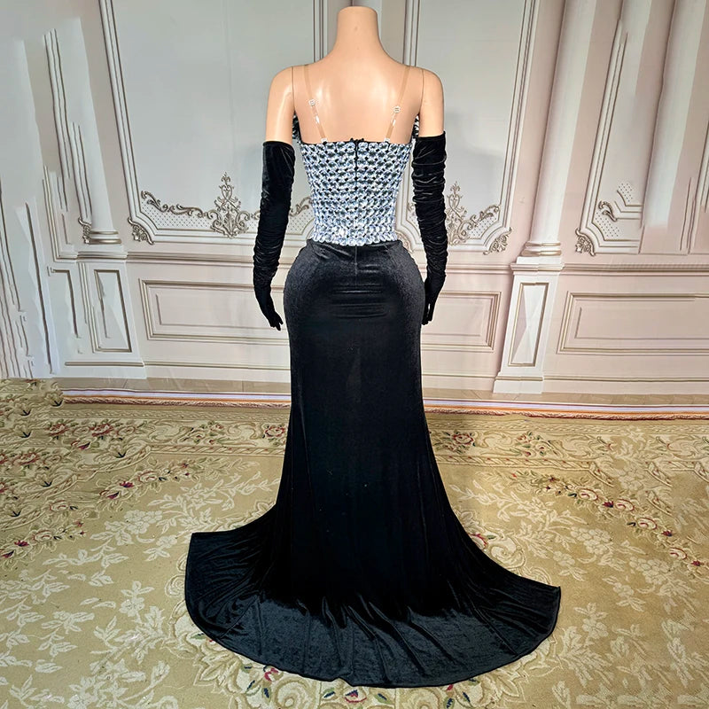 Novance Y4065 Elegant Evening Dress 2024 With Gloves Women'S Clothing Sexy Club for Party Strapless Clothing Luxury