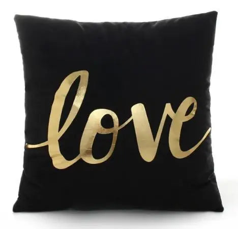 Love Black And White Bronzing Cushion Decorative Pillows Gold Foil Geometric Pillowcase Home Decor Sofa Throw Pillow 17*17inch