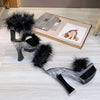 2021 New 4 Color Feather Thick High Heels Platform Sandals Women 14cm 17cm Heels Shoes Female Summer Hair Wedding Pumps Shoes
