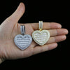 In Stock Iced Out Bling Women Jewelry 5A White Cubic Zirconia Heart Shaped Pendant Necklace With Tennis Box Chain