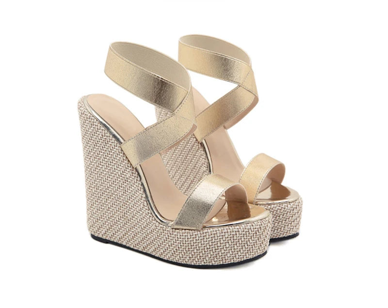 Eilyken Super High Peep Toe Gladiator Wedges Sandals Women Cover Heel Platform Fashion Summer Shoes Size 35-42
