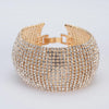TREAZY Luxury 15 row Rhinestone Full Crystal Bracelet for Women Cuff Bangle Wedding Bridal Gold Silver Color Statement Bracelets