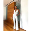 White Belt Jumpsuit Sleeveless Belt Elegant Halter White Jumpsuit Fashion Pants Suit Women