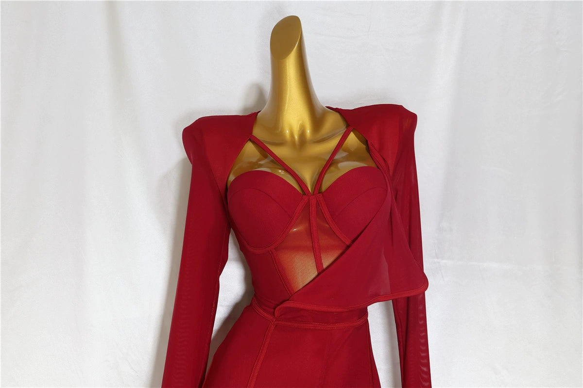 Women's Fashion Elegant Slim Fit Bodysuit Chest Wrap