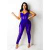 European and American Women's Clothing See-through Sexy Suspender Mesh Jumpsuit